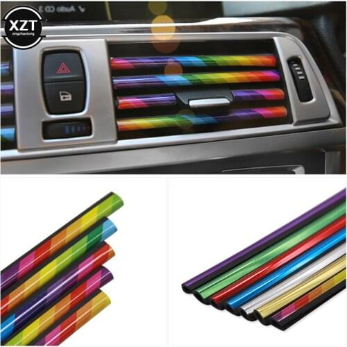 Car Conditioning Air Outlet Decorative Strip Clip 20cm Interior Air Vent Grille Switch Rim Trim Outlet Scratch Guard Protect