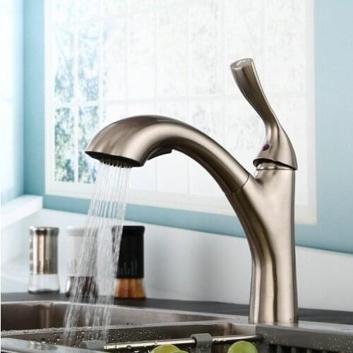 Free shipping Brushed nickel stain nickel clour pull out Sprayer Spout Kitchen Bar Sink Faucet mixer tap Single hole