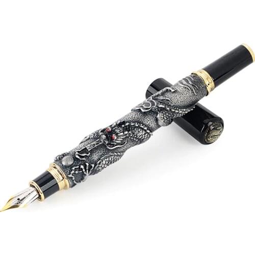 Noble Brand Dragon Business Gift Fountain Pen 0.5mm Fine Nib Metal Gold Writing Ink Pens for School Office Stationery Supplies