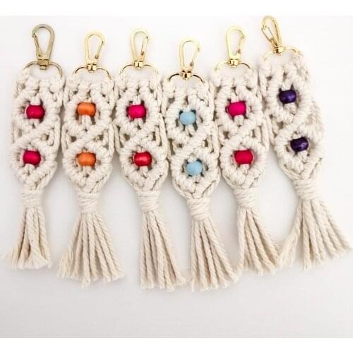 Macrame keychain gift handmade keychain accessory bag accessory Natural Cotton macrame