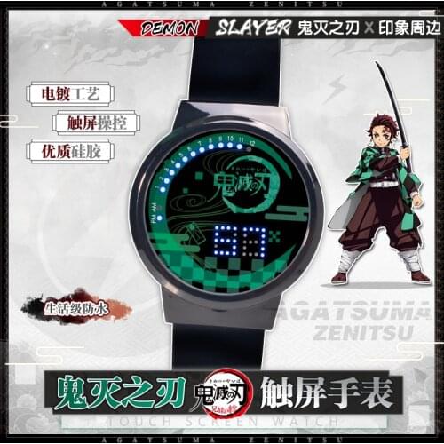 Anime Kimetsu No Yaiba Cos Animation Touch Screen Electronic Watch Demon Slayer Cosplay Accessory Kid Watch Kimono Kochou Watch