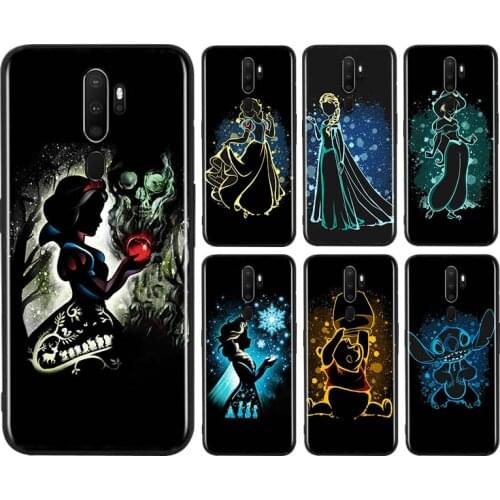 Disney Princess For OPPO AX7 A1K A94 A93 A92S A73 A72 A53S A52 A32 A31 A12E A11X A9 A5 2020 Black Soft Phone Case