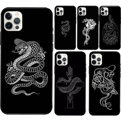 Snake Drawing Art Silicone Case For Apple iPhone 11 Pro Max XS XR X 8 7 Plus SE 2020 12 Pro Max Back Cover