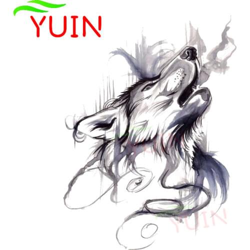 Ink Painting Howling Wolf Head Car Sticker Art Style Decal Motorcycle Auto Accessories PVC Decoration Waterproof Decal 13*10cm
