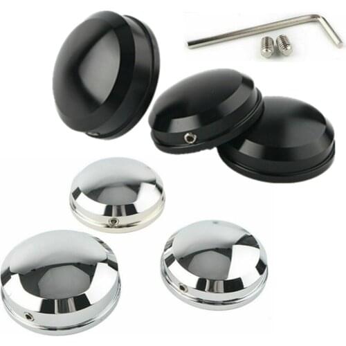 Black Chrome Motorcycle Upper Fork Stem Nut Covers with Wrench for Harley Sportster XL Dyna FLS FLSS FLSTN FLSTF FLSTFB FLSTFBS