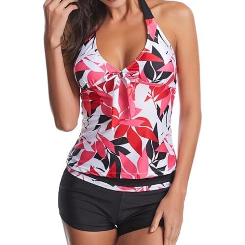 Floral Large Swimsuits Plus Size Tankini Sets Female Swimwear Beach Wear Two Pieces Bathing Suit Sports Pool Women Swimming Suit