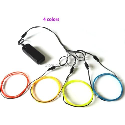 High quality 1.3mm 1M 4pieces 10 colors Choice EL wire light-up Toys flexible LED Strip cold light For House Costume decoration