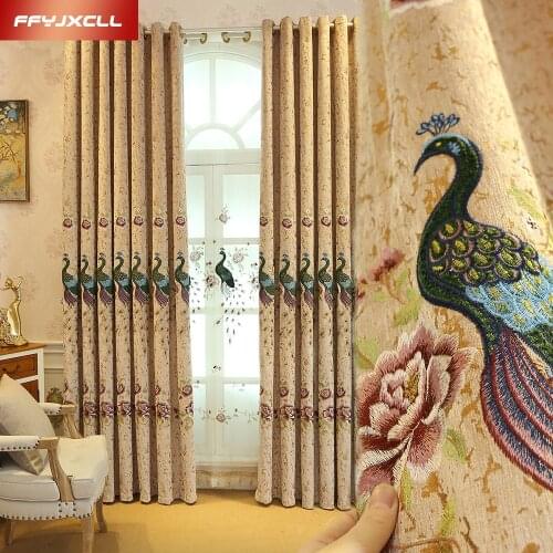 Exquisite Europe Peacock Embroidered Curtain For living Room Bedroom Window Treatment Drapes Luxury Tulle Curtains