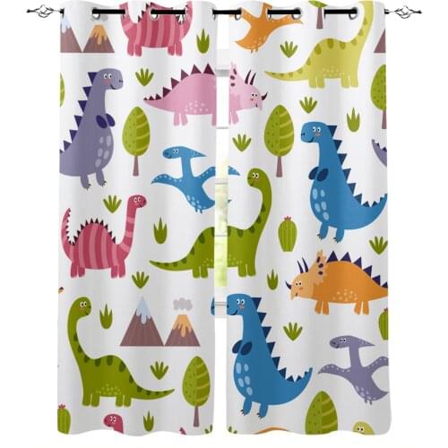 Kawaii Dinosaur Cartoon Modern Blackout Curtains For Living Room Bedroom Window Treatment Blinds Drapes Kitchen Curtains