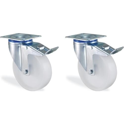 Wedge Flanged Polypropylene Bushing Swivel Caster Wheel 100 mm x 2 Pcs