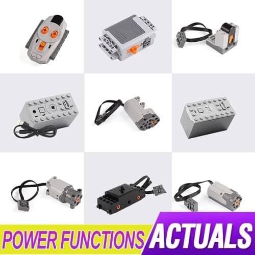 8883 8882 Technic Power Functions Motor Train Motor Set IR RX TX RC Servo Battery Box Building Blocks Toy Compatible 20004 20001