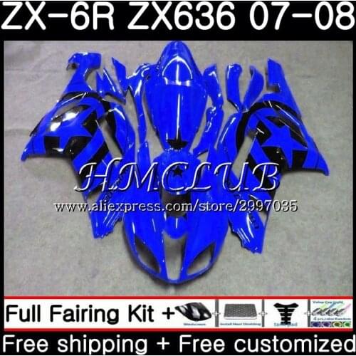 Body For KAWASAKI NINJA ZX 6R 6 R 600CC ZX636 2007 2008 54HC.8 ZX600 ZX-636 ZX6R 07 08 ZX 636 glossy blue ZX-6R 07 08 Fairing