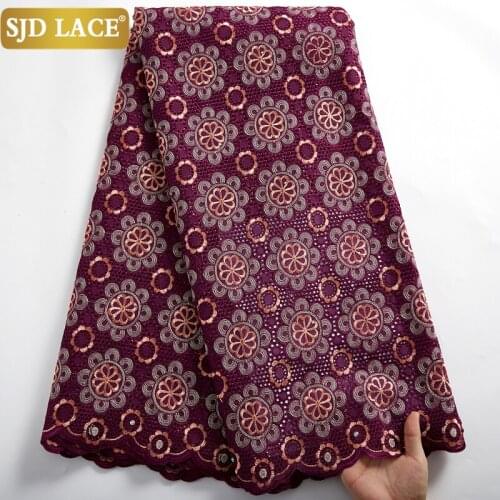 SJD LACE Swiss Voile Lace With Hole Cotton In Switzerland Garments Material African Lace Fabric 5Yards For Church Dress SewA2457