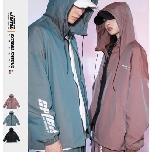 2021 spring New Couple Jackets Reflective Mens Casual Oversize Coat Hip Hop Woman Streetwear Fashion Clothing