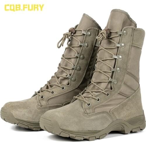 Summer men High-Top Ultra-Light Combat Special Forces Breathable Zipper Military Fan Desert Mountaineering Battle Training Boots
