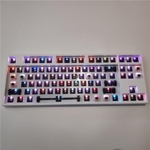 White Bluetooth RGB Hotswap 87 Mechanical Keyboard KIT Hot Swappable TKL Gateron Box Switch Chery mx Clear