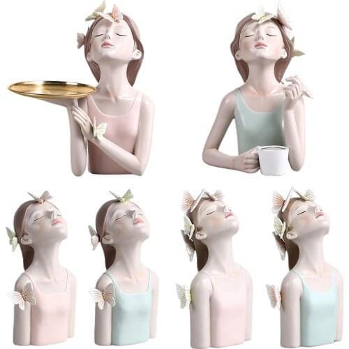 Moden Butterfly Girl Resin Art Statue Gift Fairy Fashion Style Sculpture Ornaments Home Decoration Tabletop Figurines