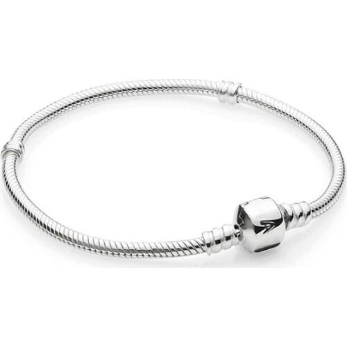 Fashion Accessories 925 Sterling Silver Snake Chain Charm Bracelet Original DIY Jewelry Making For Pandora Women