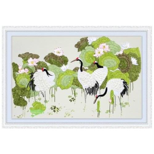 120X200cm Crane Rui Xiang Xiang Ribbon embroidery painting sets handcraft embroidery circle DIY handmade needlework wall art ho