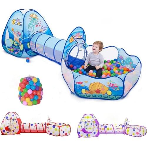 Portable 3 In1 Baby Tent Kid Crawling Tunnel Play Tent House Ball Pit Pool Tent Children Play House Wigwam Girls Boy Room Decor