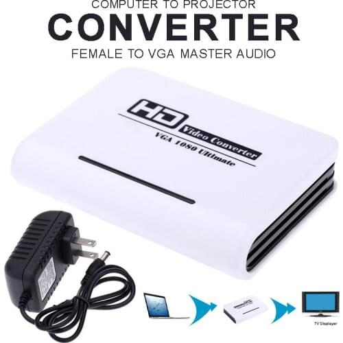 Pohiks 1pc 1080P Full HD HDTV Video Audio Converter High Quality VGA to HDMI-compatible Adapter With Power Cable For PC/Laptop