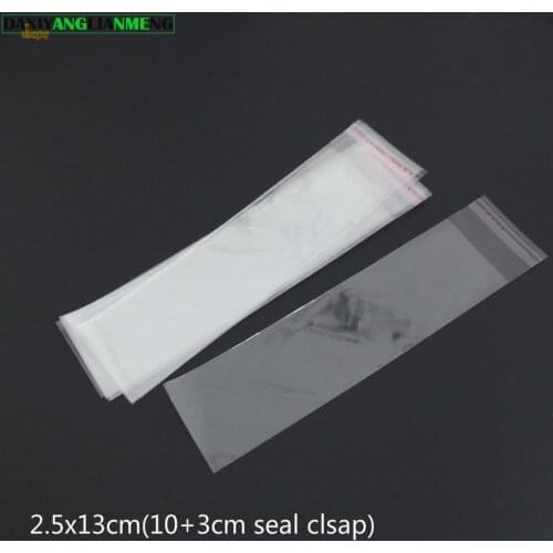 Clear Resealable BOPP/ PVC Bags 2.5x13cm(10+3) Transparent Opp gift bags Plastic packaging bag Self Adhesive Seal 1000pcs/lot