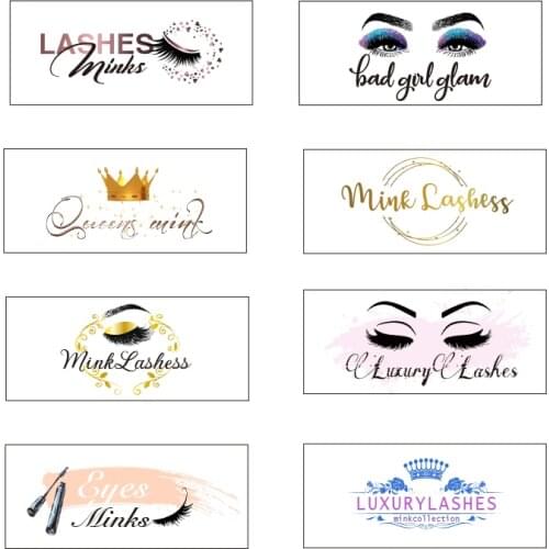 Rainsin 200 pcs Logo Sticker for Lashes Kinds of Size Logo Custom Label for Your Brand Circle Logo Rectangle Logo Square logo