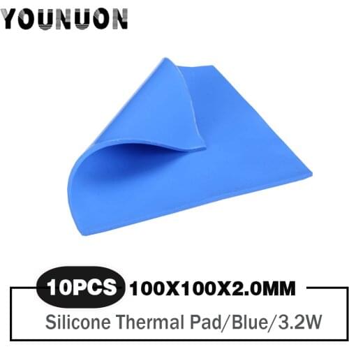10 Pieces 100x100mm 2mm Silicone Thermal Pad Sheet Computer CPU Graphics Chip Heat Sink
