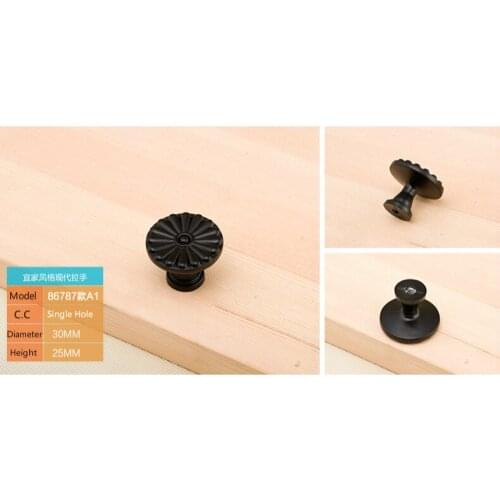 Modern European Zinc Alloy Black Cabinet Handles Pulls Knobs Furniture Wardrobe Door Boxes Pull Handle Knob 30mm