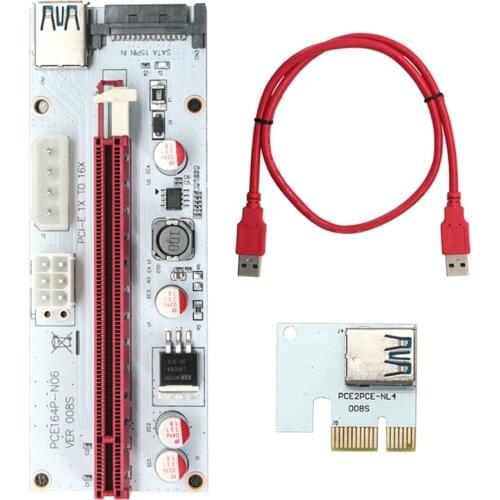 VER008S USB3.0 Adapter Card PCI-E 1X to 16X Image Card Three-Port Extension Cable Bitcoin Mining Adapter Card