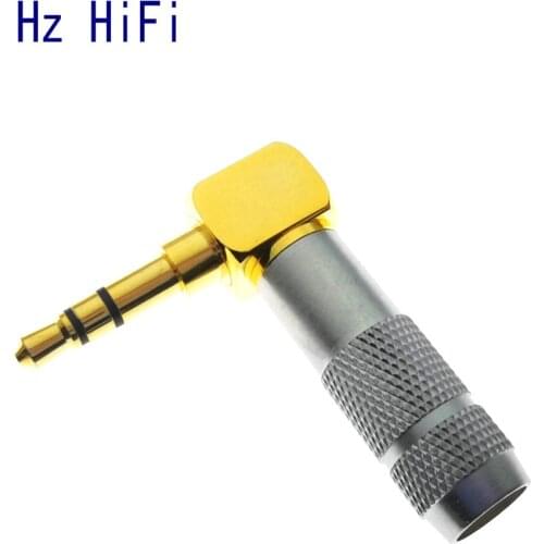 High quality Gold plated 3.5mm Stereo 3 Pole Male Plug 90 degree Audio Connector Solder