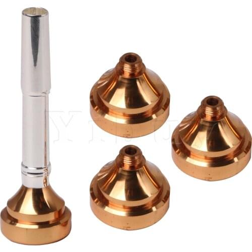 Yibuy 4 Golden Trumpet Head Cups + Silver Plated Brass Trumpet Mouthpiece