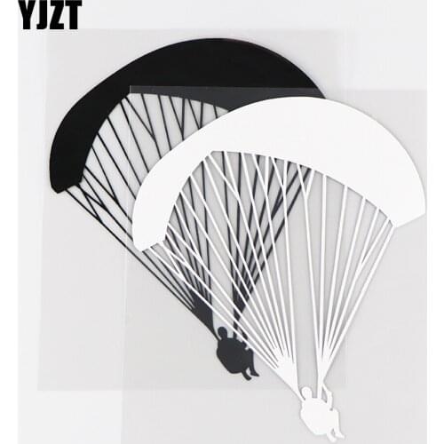 YJZT 12.7×15CM Extreme Sports Skydiving Parachute Personalized Vinyl Car Sticker Decals Black / Silver 10A-0469