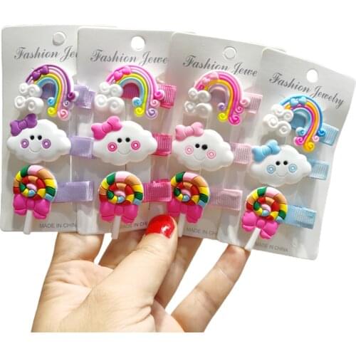 Toddler Girls Hairpins Lovely Cartoon Rainbow Cloud Shape Hair Clips Birthday Holiday Gift