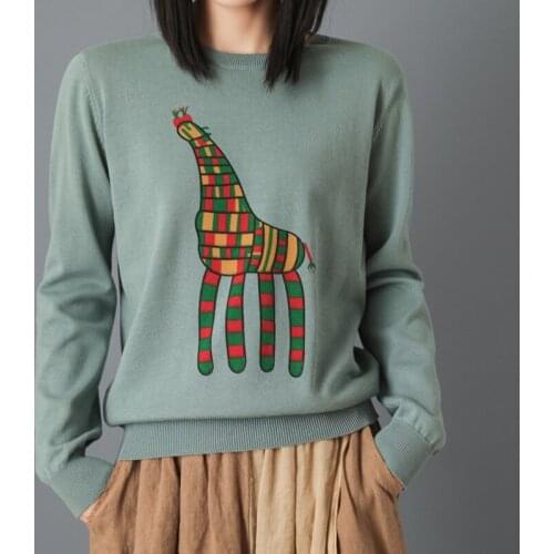 Spring Summer T-shirt Women Long Sleeve England Style Pattern O-neck Tshirt Cotton camisetas verano mujer 2021