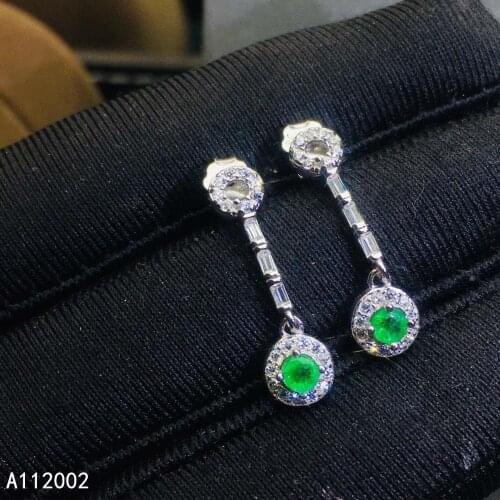 KJJEAXCMY fine jewelry natural Emerald 925 sterling silver women earrings new Ear Studs support test luxury noble