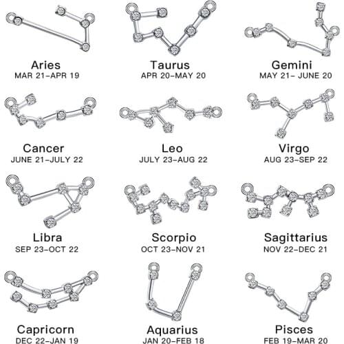 MISANANRYNE Fashion 12 Zodiac Constellation Anklets Women Vintage Sliver Color Crystal Anklet Bracelet On Leg Bohemian Jewelry