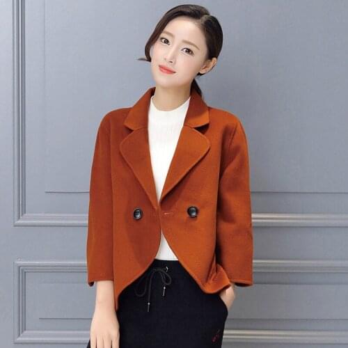 Woolen Coat Female Short Paragraph Spring Autumn Korean Style Fashion Solid Color Blend Blazer Women Jacket Shawl Outwearf1326