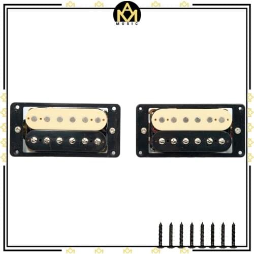 2 Pcs Guitar Pickups Double Coil Pickups Humbucker For Electric Guitar Pickup Neck Bridge Set W/ Black Frame Black Cream Color
