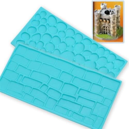 2Pcs/ Set Texture Form Silicone Mold Tree Bark Brick Wall Embossing Silicone Lace Mat fondant mold Cake Decoration Easter Decor