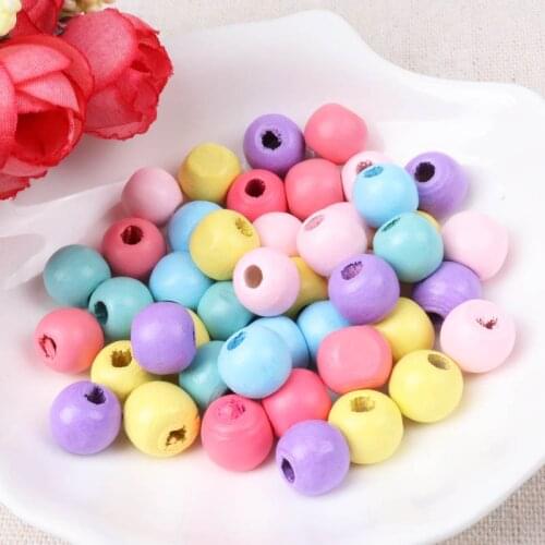 Natural Wooden beads 2018 new Round Ball Spacer Beads For Jewelry Making 10mm 100Pcs Mixed Color DIY KL38