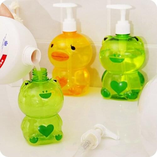 250ml Empty Pump Bottle Portable Soap Dispenser Child Cute Animal Frog/Duck Shape Press Type Split Shampoo Shower Container