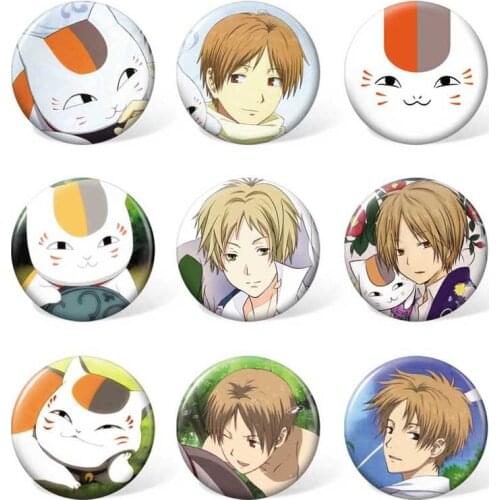 9pcs/set Anime Natsume Yuujinchou Cartoon Badge Nyanko Sensei Colorful Brooch for Backpack Accessories
