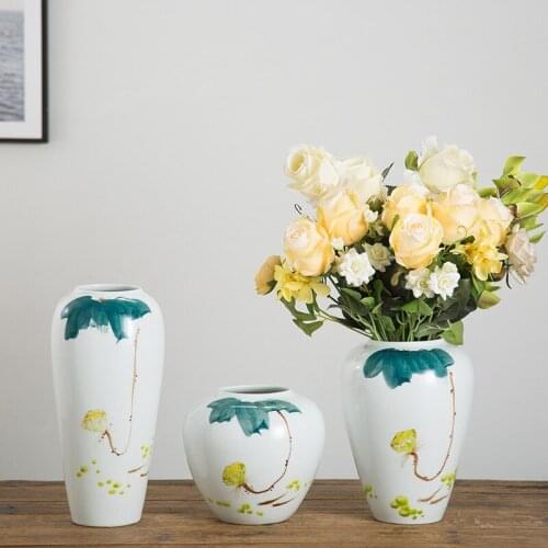 Modern Style White Simple Porcelain Handpainted Vase Ceramic Hydroponics Flower Pot