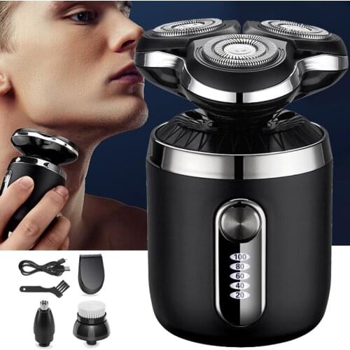 Cordless Electric Shaver for Men Wet and Dry Waterproof 3D Rotary Shavers USB Rechargeable Beard Trimmer with LCD Display