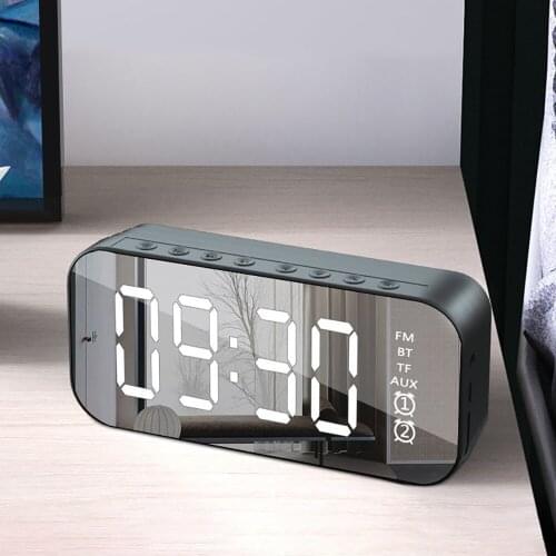 HiFi Bluetooth Speaker LED Mirror Screen Desktop Smart Alarm Clocks Watch Time Table Digital Clock MP3 TF FM