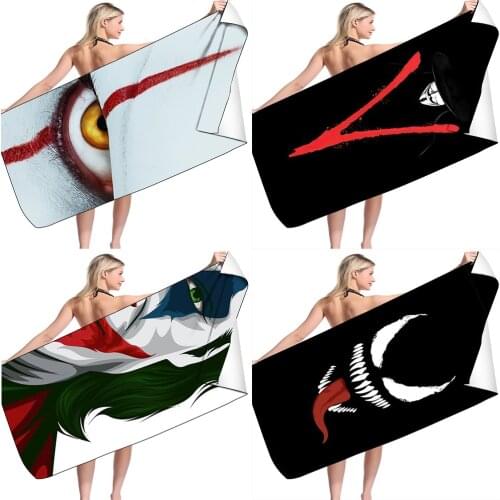 IT Pennywise Clown Stephen King Quick Dry Beach Towel Microfiber Face Washcloth Washrag Swimming Surfing Bath Towels