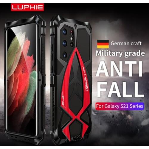 For Samsung Galaxy S21 Ultra A52 Case,LUPHIE Metal Armor Rosdster Phone Case 360°All Round Coverage Protection Travelling Cover