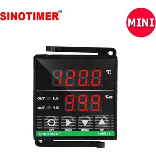 MINI Size Digital temperature Humidity control controller with 3M Cable and Sensor, 1 Temperature and 1 Humidity Relay Output