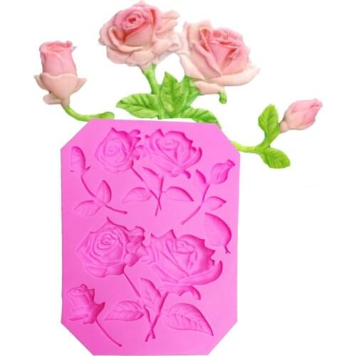 Flower silicone fondant mold baking tools for cakes decorating tools Roses chocolate molde de silicone T1017